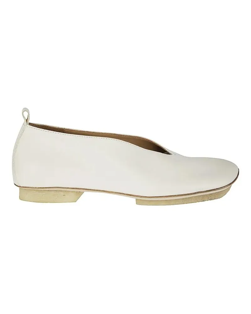 Uma Wang Hohe Schuhe White Leather Ballerina Shoes weiß Weiß