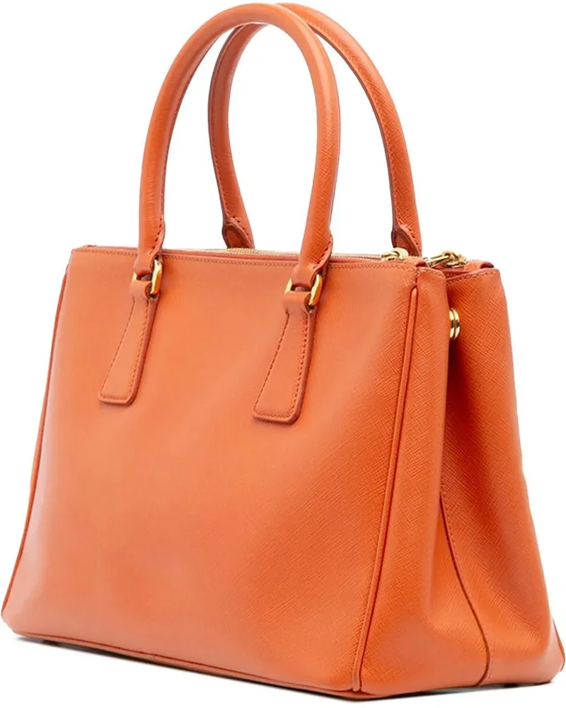 Prada Hobo Bags Small Saffiano Lux Galleria Double Zip Satchel orange Orange