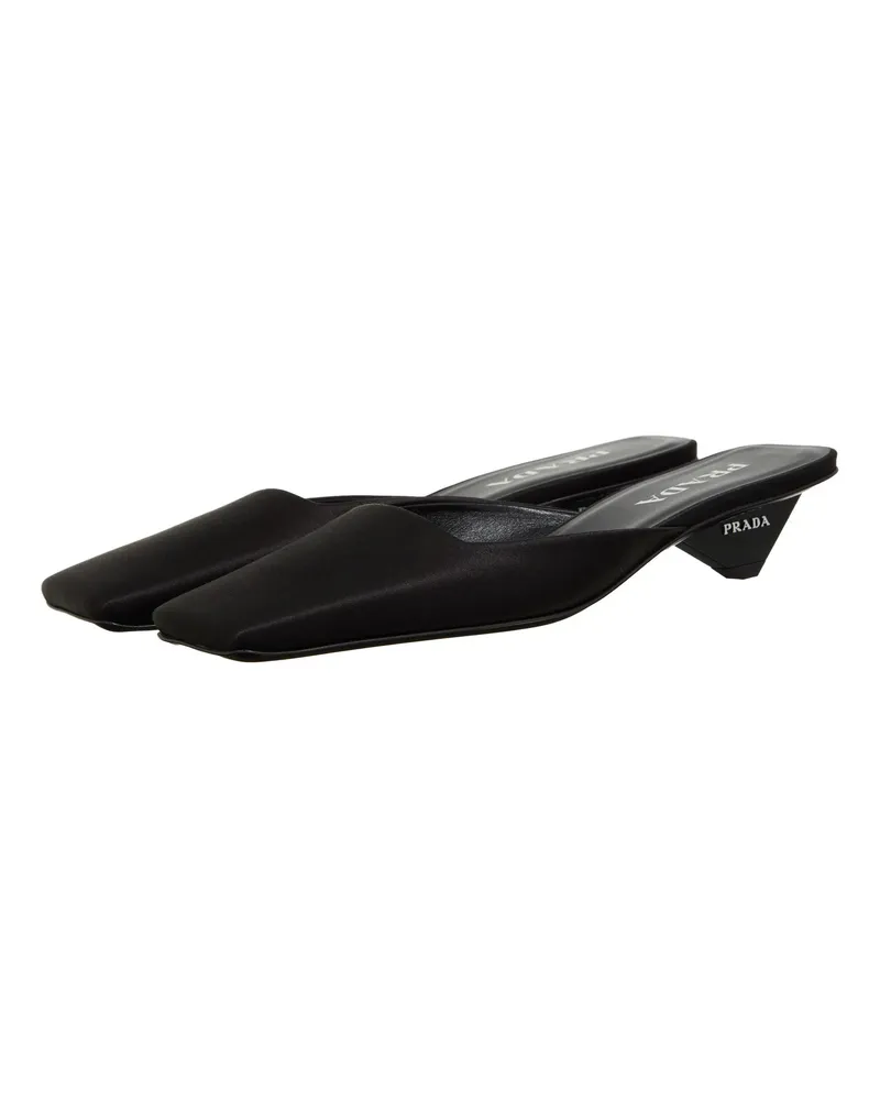 Prada Slipper & Pantoletten Satin Sabots schwarz Schwarz