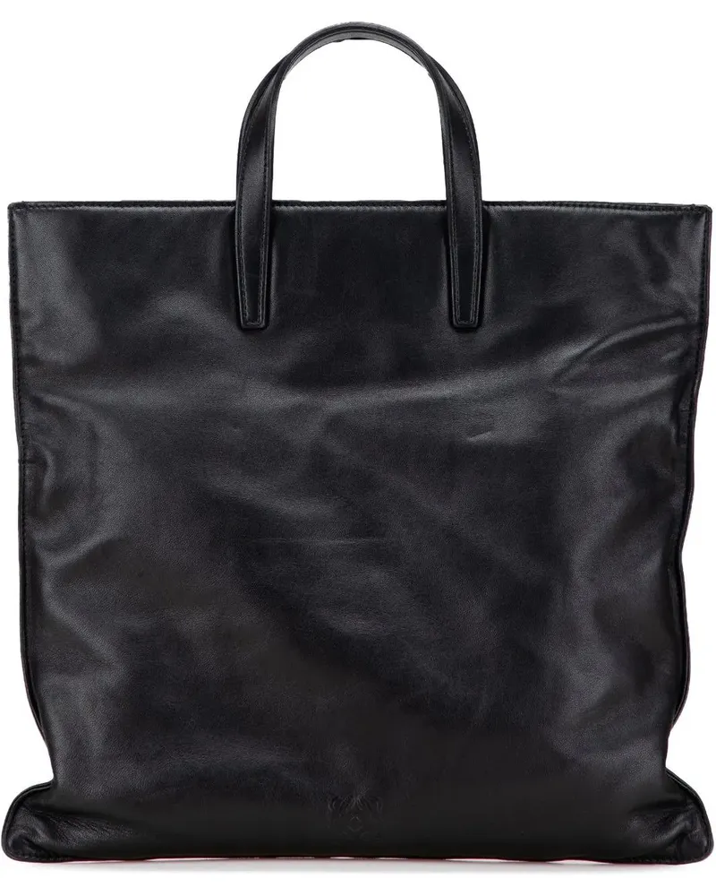 Loewe Shopper Leather Anagram Flat Tote schwarz Schwarz