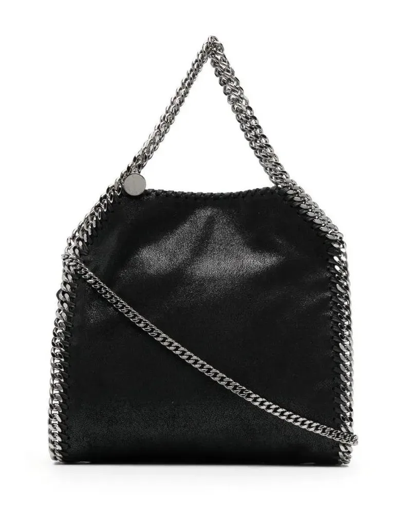 Stella McCartney Hobo Bags Textured Black Bag With Silver Chain Accents schwarz Schwarz