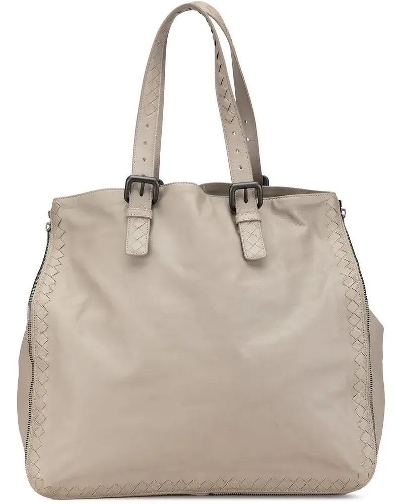 Bottega Veneta Shopper Leather Intrecciato Side Zip Tote grau Grau