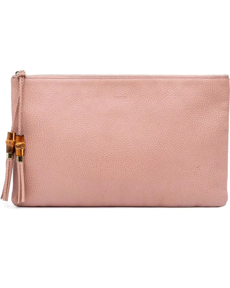 Gucci Clutches 2016-2024 Calfskin Bamboo Tassel Clutch rosa Gold