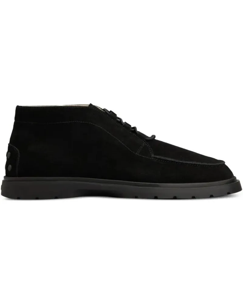 TOD'S Loafer Black Suede Flat Shoes schwarz Schwarz