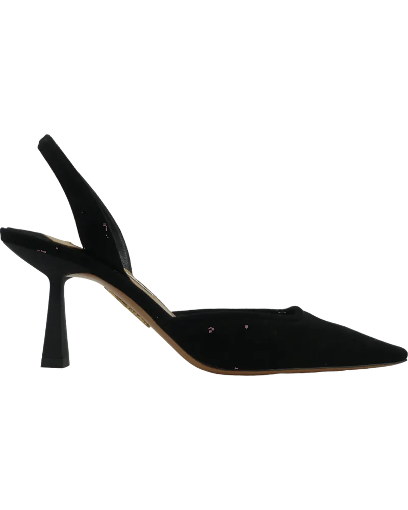 Aquazzura Sandaletten mit Absatz Decollete Maia in velluto a righe nere schwarz Schwarz