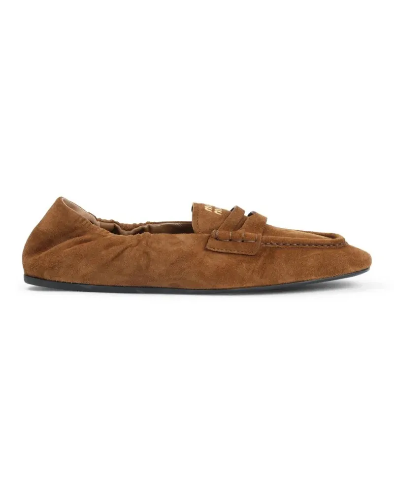 Miu Miu Brown Suede Lamb Leather Loafers braun Braun