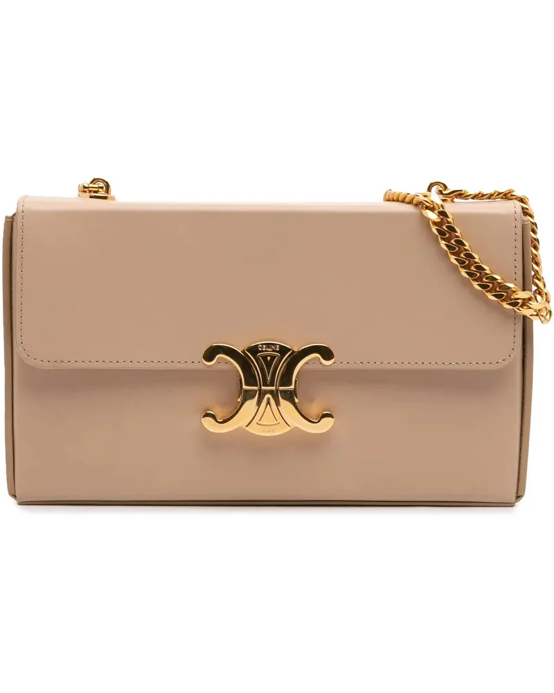 Celine Hobo Bags 2022 Shiny Calfskin Triomphe Chain Box Shoulder Ba braun Braun
