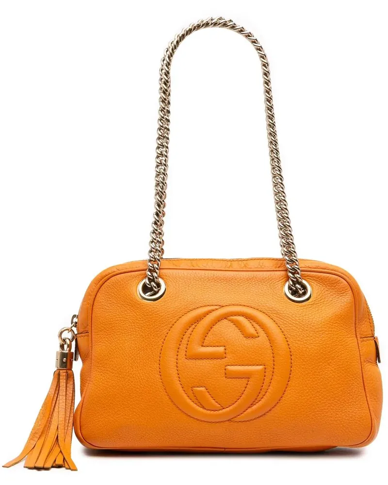 Gucci Hobo Bags Leather Soho Chain Zip Shoulder Bag orange Orange