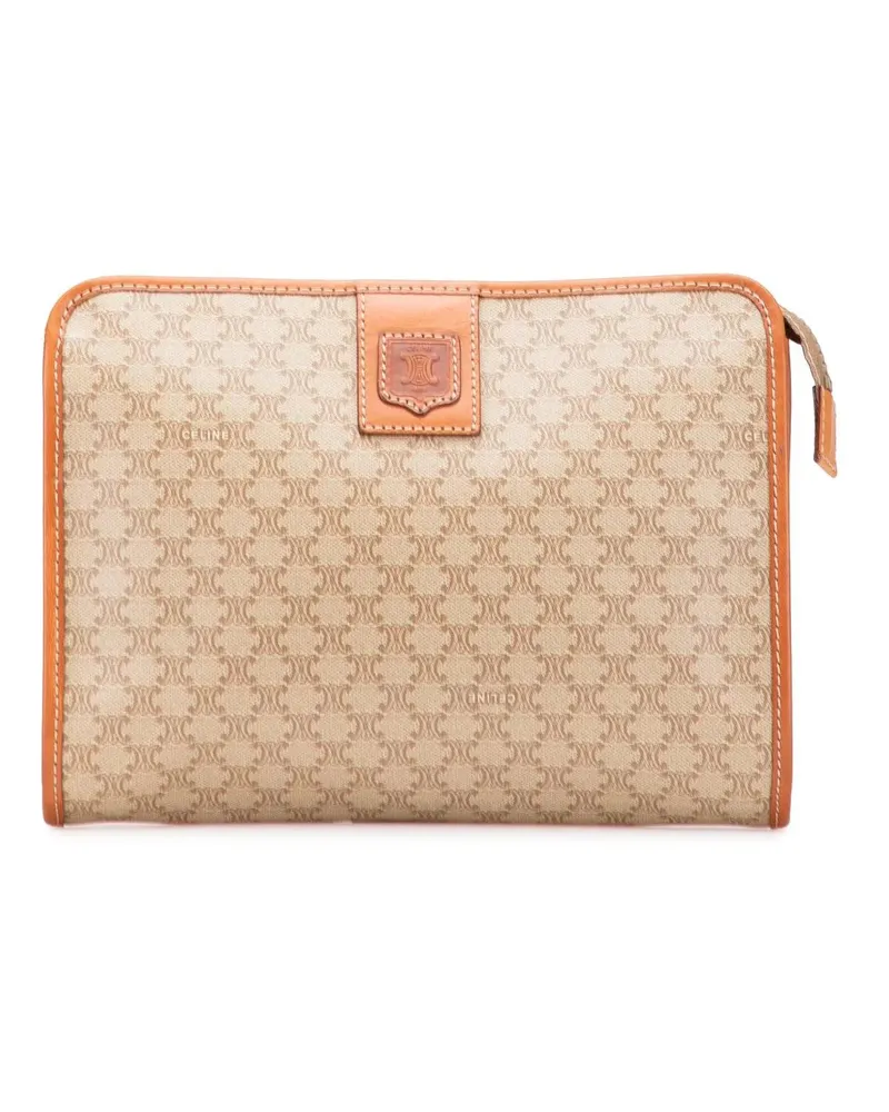 Celine Clutches Macadam Coated Canvas Clutch braun Braun