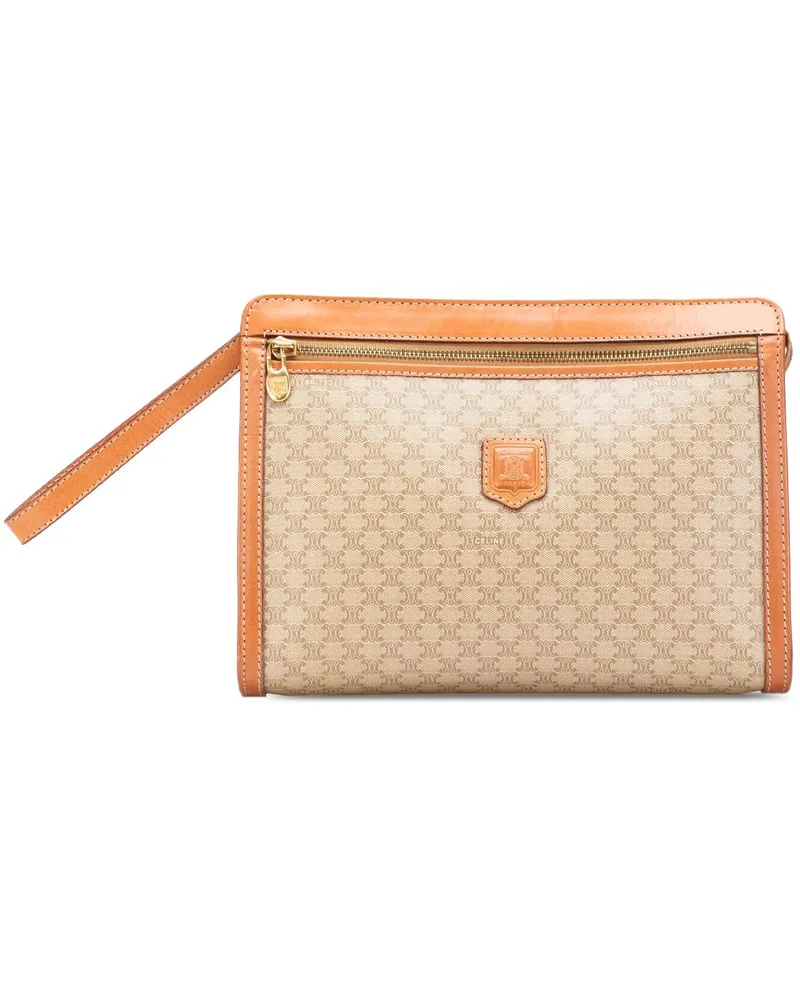 Celine Clutches Macadam Coated Canvas Clutch braun Braun