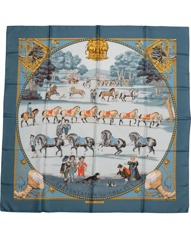 Hermès Tücher & Schals Hermes Classic Presentation De Chevavx Silk Carre blau Blau