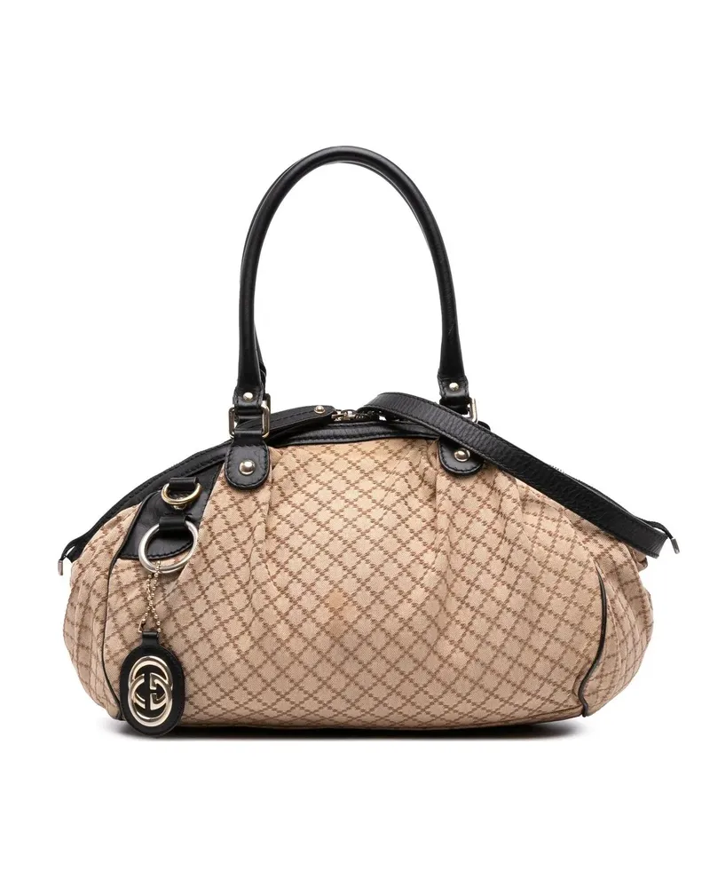 Gucci Hobo Bags Diamante Canvas Sukey Satchel braun Braun