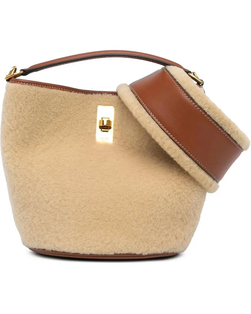 Celine Hobo Bags 2021 Shearling Bucket 16 braun Braun