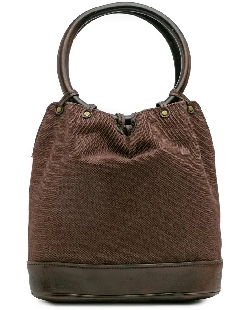 Gucci Crossbody Bags Canvas Ring Top Handle Bag braun Braun
