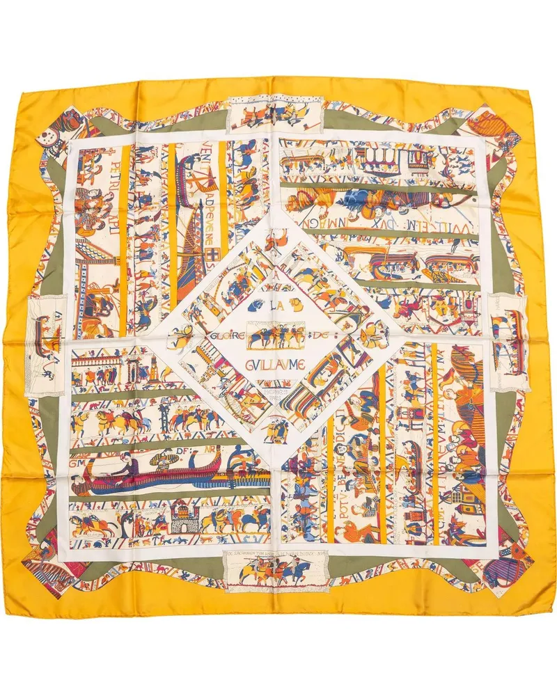 Hermès Tücher & Schals Hermes Classic La Gvillavme Silk Carre 90 Scarf Tu gelb Gelb