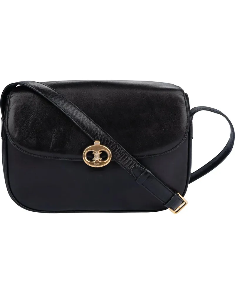 Celine Crossbody Bags  Black Calfskin Triomphe Crossbody Bag schwarz Schwarz