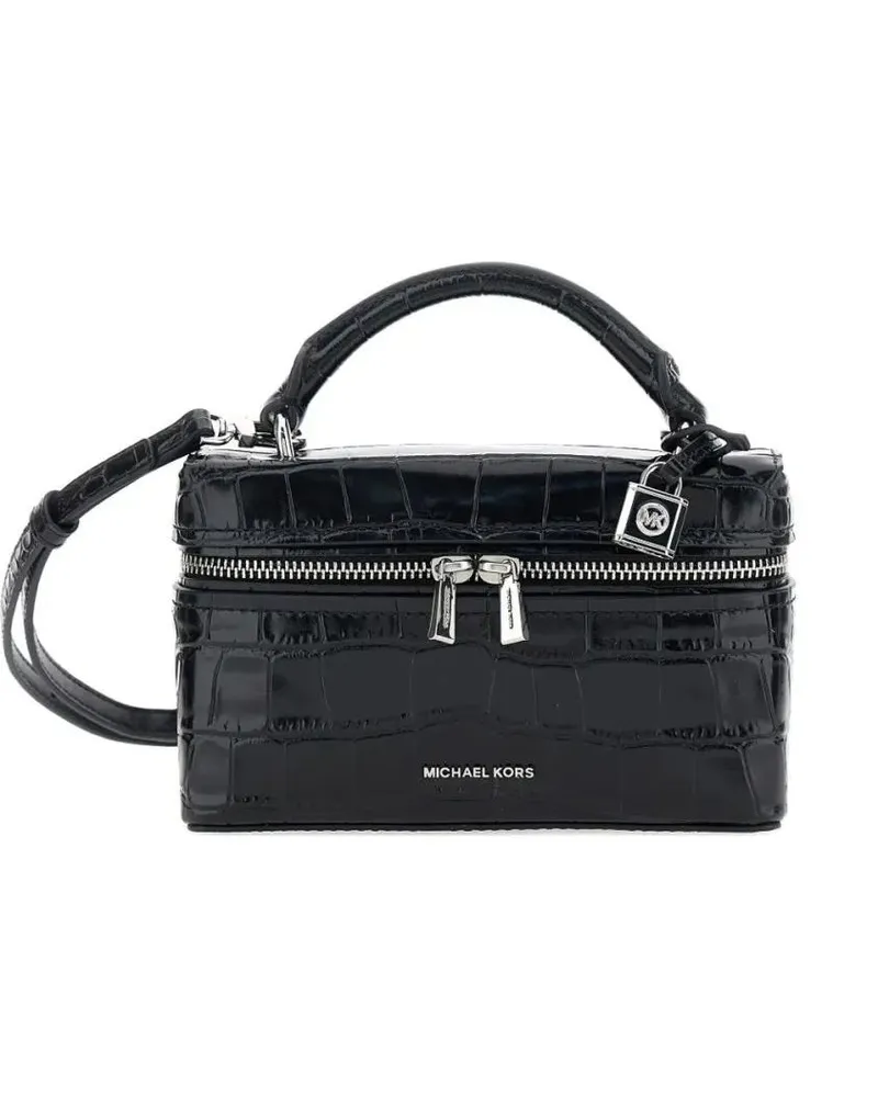 Michael Kors Hobo Bags Glossy Croc-Embossed Handbag With Structured Silho schwarz Schwarz