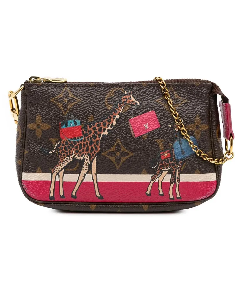 Louis Vuitton Crossbody Bags Monogram Giraffe Christmas Mini Pochette Accessoir braun Braun