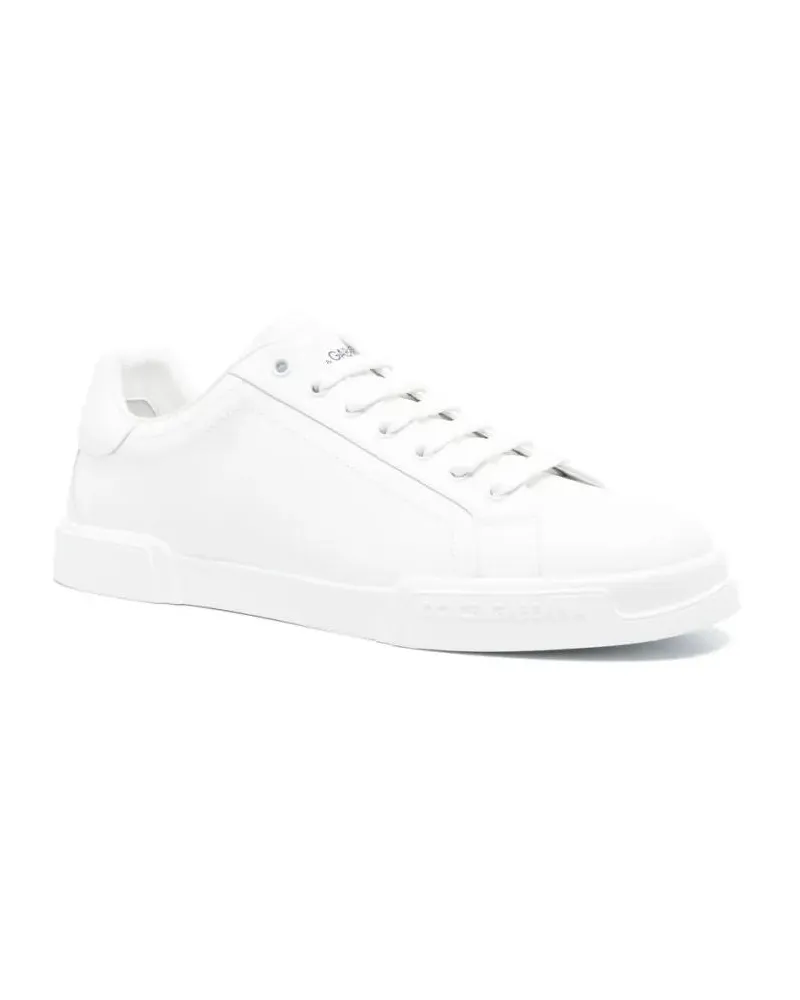 Dolce & Gabbana Low-Top Sneaker Calfskin White Sneakers And Logo Patch weiß Weiß