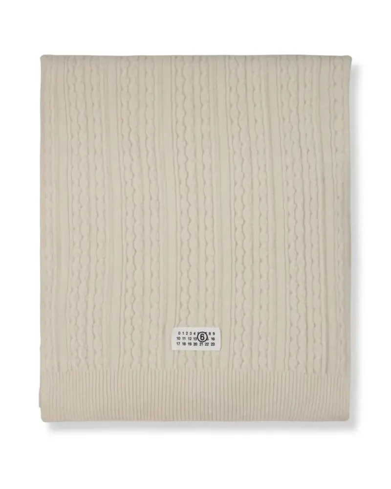 Maison Margiela Tücher & Schals Cable-Knit Scarf With Numeric Logo beige Beige