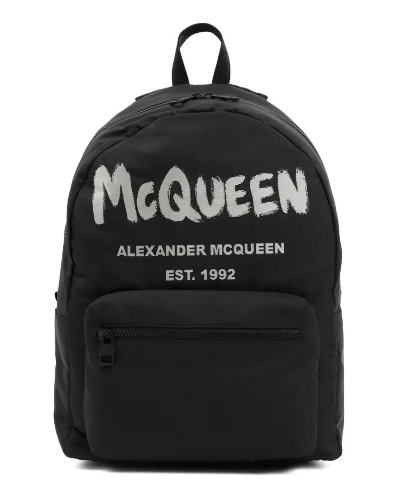 Alexander McQueen Rucksäcke Black Graffiti Metropolitan Printed Backpack schwarz Schwarz