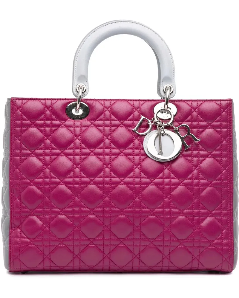 Dior Hobo Bags Large Bicolor Lambskin Cannage Lady Dior rosa Gold