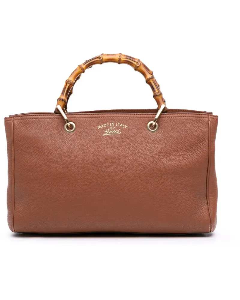 Gucci Hobo Bags Medium Calfskin Bamboo Shopper Satchel braun Braun