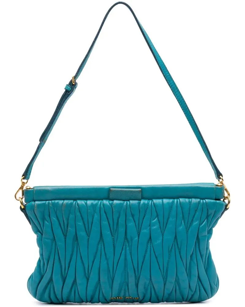 Miu Miu Hobo Bags Matelasse Lambskin Shoulder Bag blau Blau
