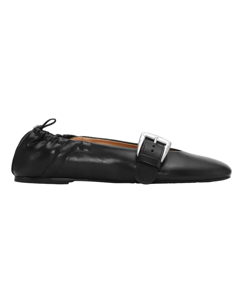 Ganni Low-Top Sneaker Ballerinas aus Faux-Leder schwarz Schwarz