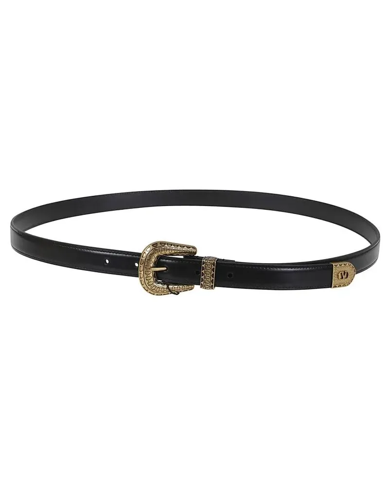 Valentino Garavani Gürtel H. 20 Vlogo Signature Belt schwarz Schwarz