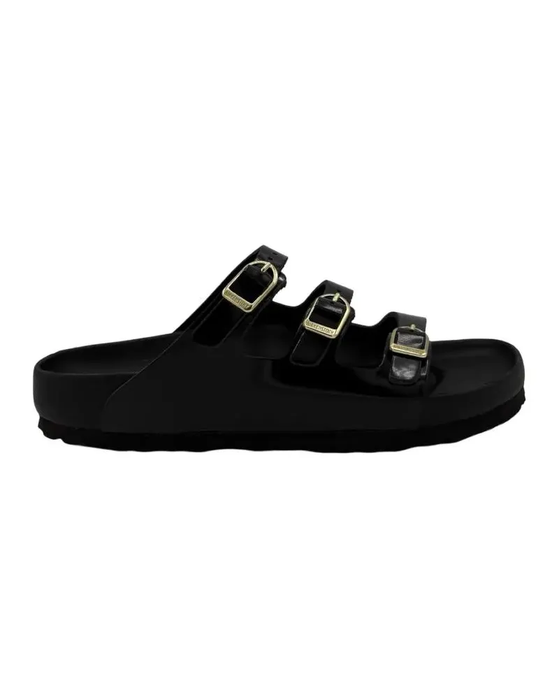 Birkenstock Sandalen Florida Slide – Polished Leather schwarz Schwarz