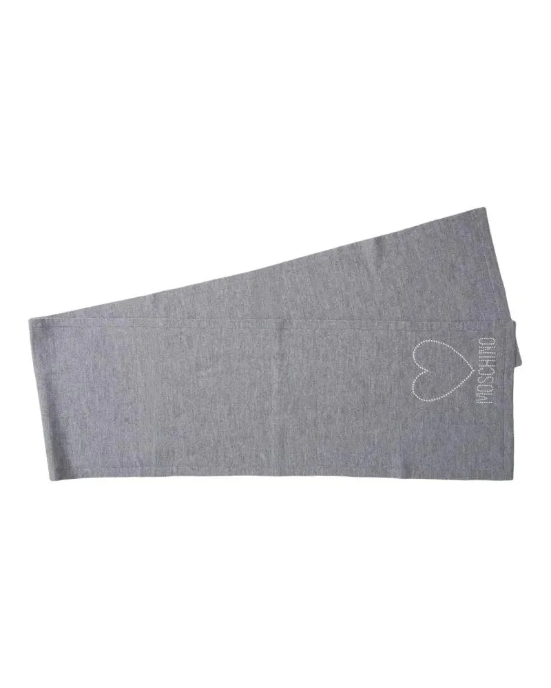 Moschino Tücher & Schals Embroidered Heart Detail Wool Scarf grau Grau