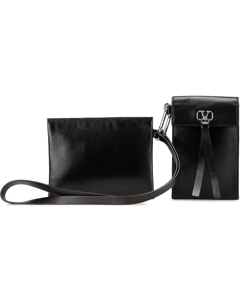 Valentino Garavani Hobo Bags Leather VRing Neck Pouch schwarz Schwarz
