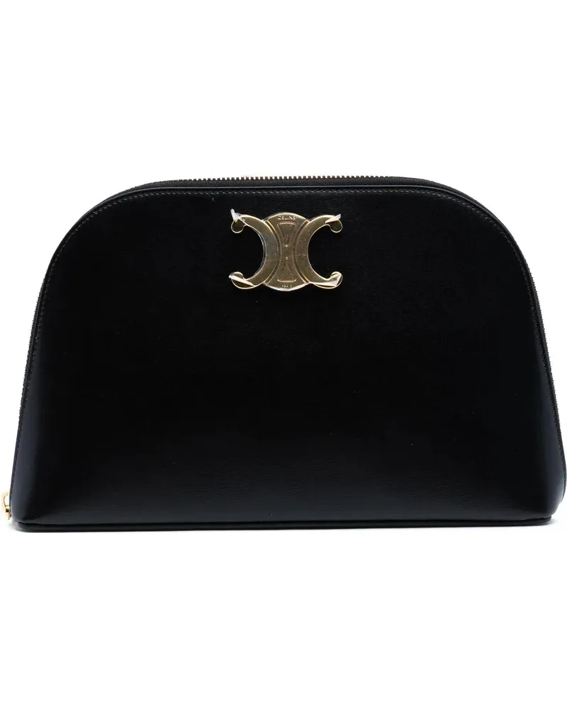 Celine Clutches Shiny Calfskin Triomphe Pouch schwarz Schwarz