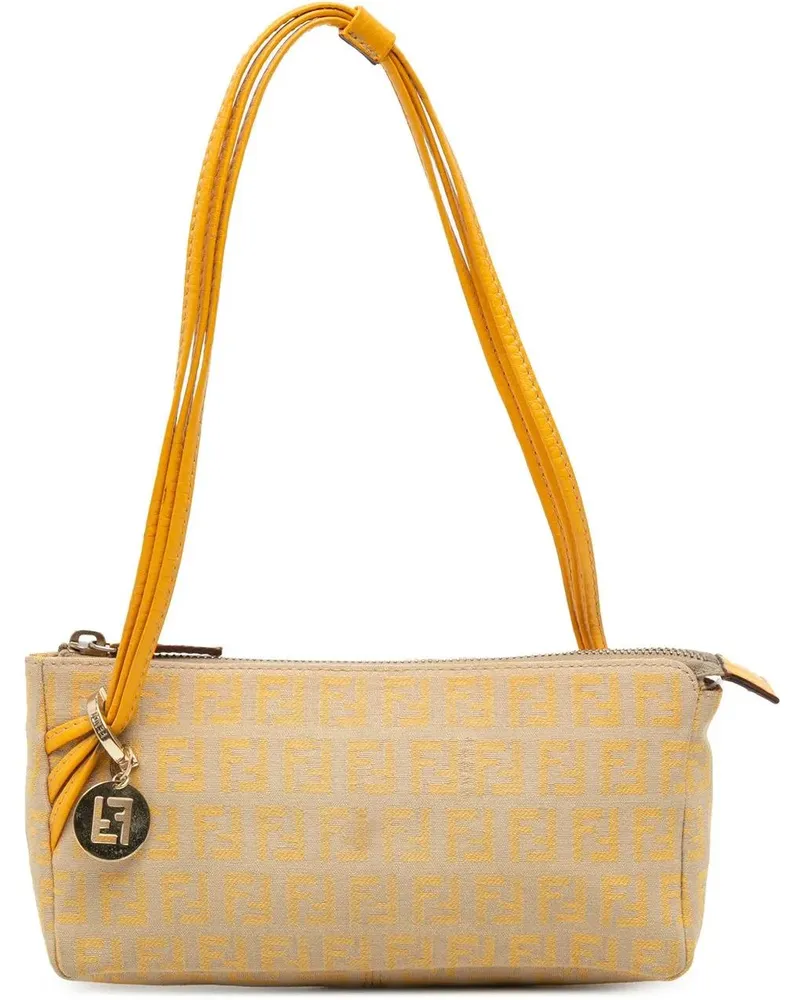 Fendi Hobo Bags Zucchino Canvas Triple Strap Pochette Shoulder Bag braun Braun