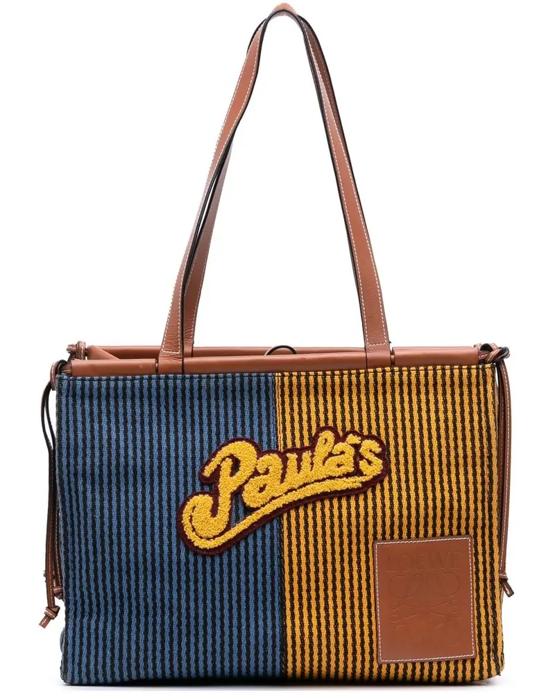 Loewe Shopper Paulas Ibiza Large Canvas Stripes Cushion Tote blau Blau