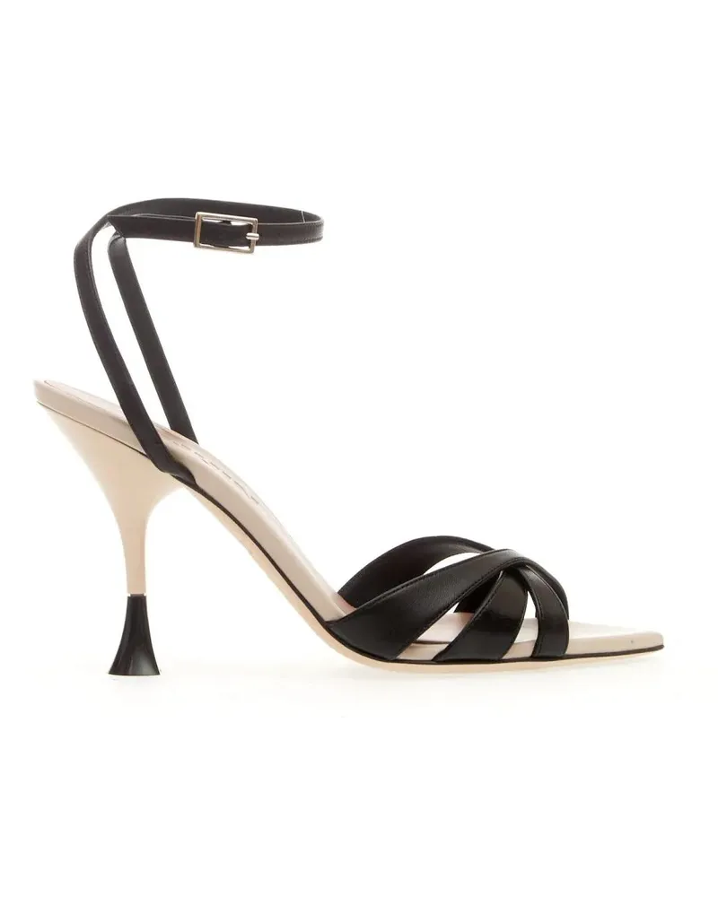 3JUIN Sandalen 100Mm Biege And Black Heel Sandal schwarz Schwarz