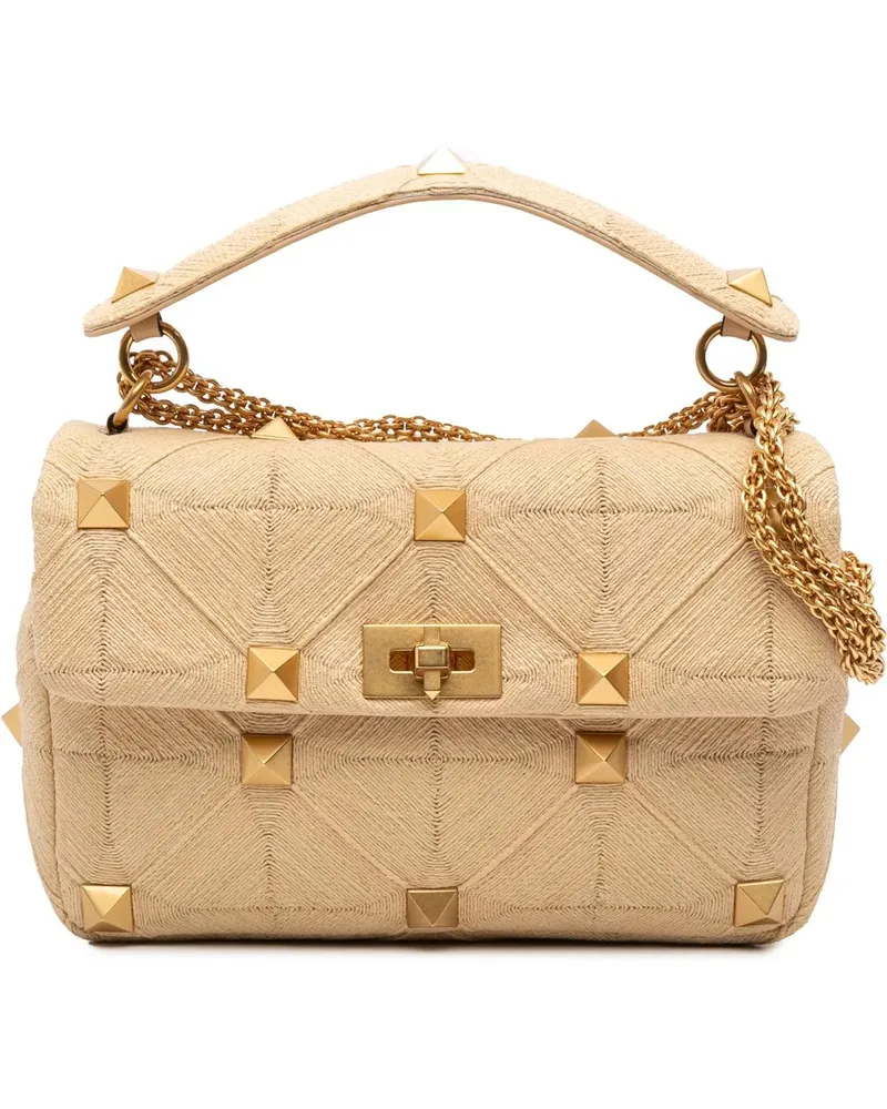 Valentino Garavani Hobo Bags Large Raffia Roman Stud Satchel braun Braun