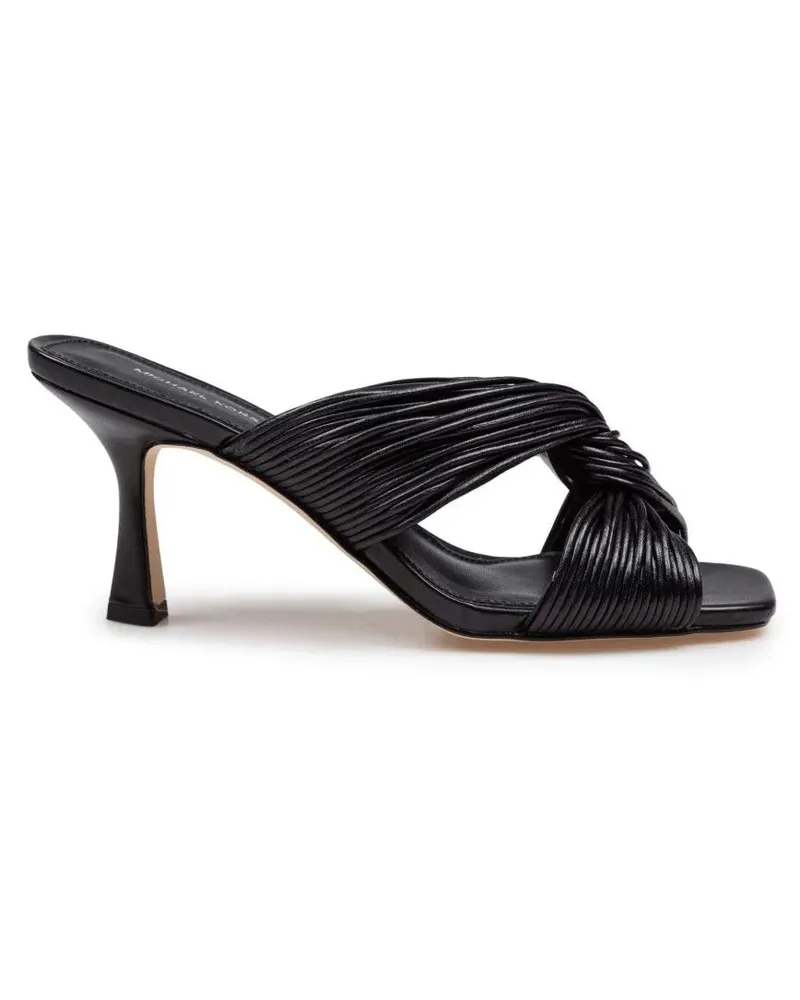 Michael Kors Slipper & Pantoletten Black Leather Mules With Twisted Strap Detail schwarz Schwarz