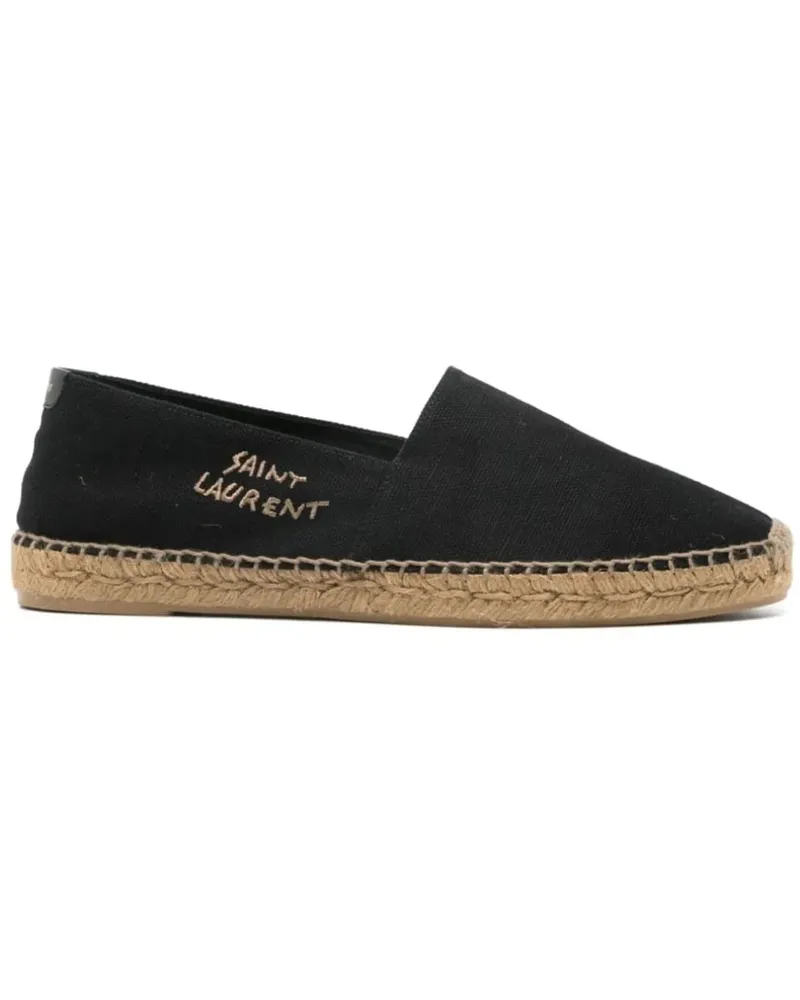 Saint Laurent Low-Top Sneaker Embroidered Logo Espadrilles Schwarz