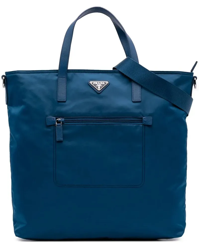 Prada Hobo Bags Tessuto Zip Top Convertible Tote blau Blau