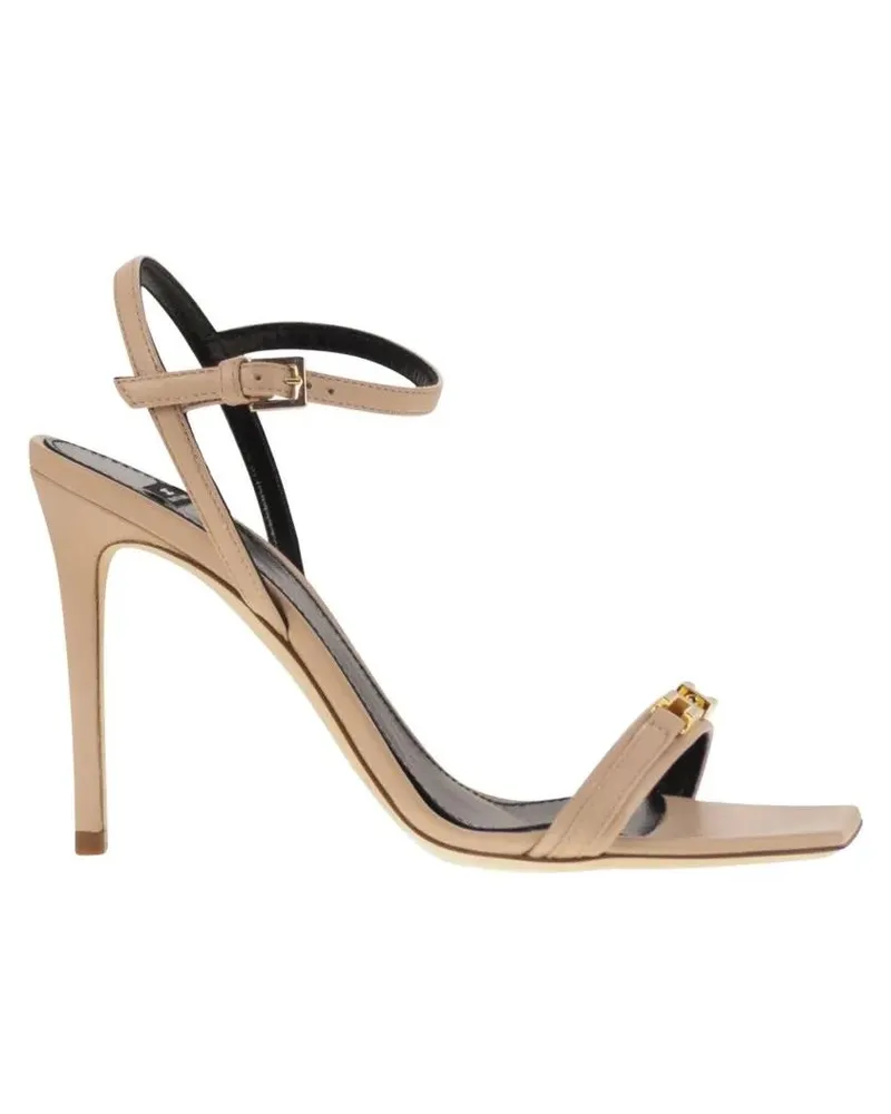 Elisabetta Franchi Sandalen Nappa Leather Sandal With Enamelled beige Beige