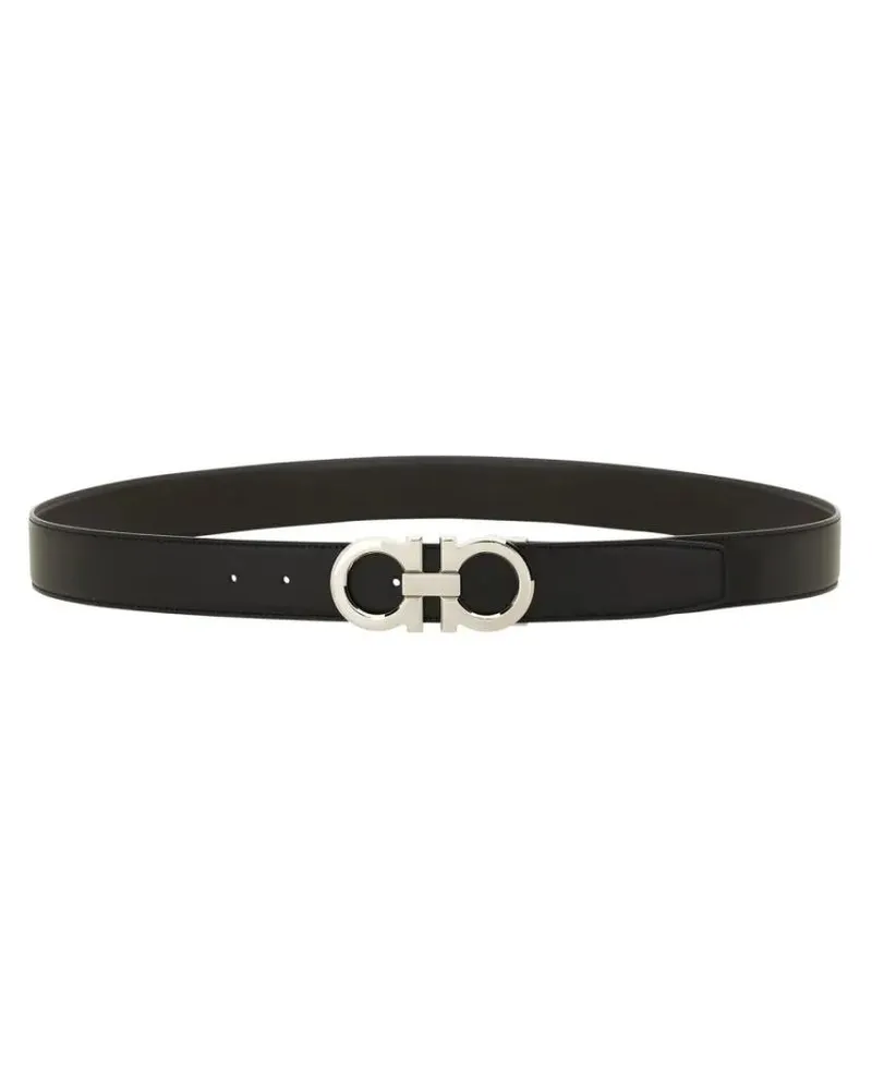 Ferragamo Gürtel Black Calf Leather Ferragamo Belt schwarz Schwarz