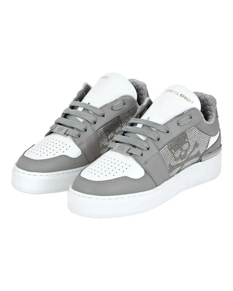 Philipp Plein Low-Top Sneaker Sneaker Skull&Bones Mit Schmucksteinen weiß Weiß