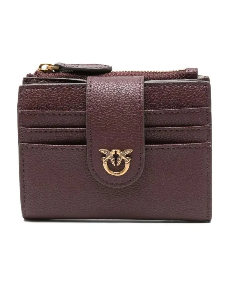 Pinko Portemonnaie Textured Calf Leather Brown Wallet grau Grau
