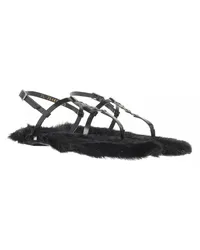 Saint Laurent Sandalen & Sandaletten Flat Leather Sole Cassandra Sandals Schwarz