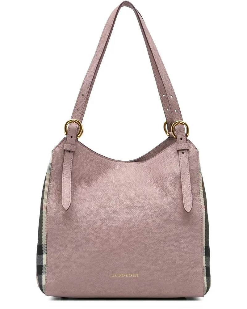 Burberry Shopper 2000-2017 House Check Canvas and Leather Canterbur rosa Gold