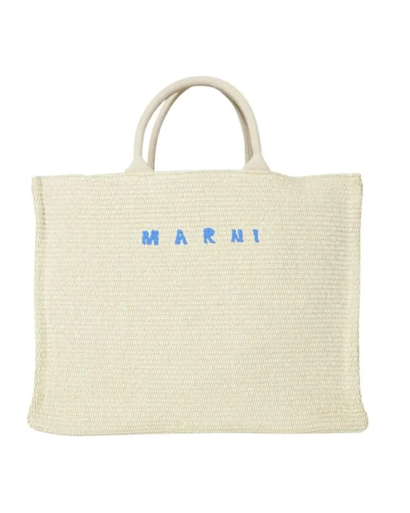 Marni Shopper & Totes Large Tote Bag In Cream Raffia Effect Fabric beige Beige