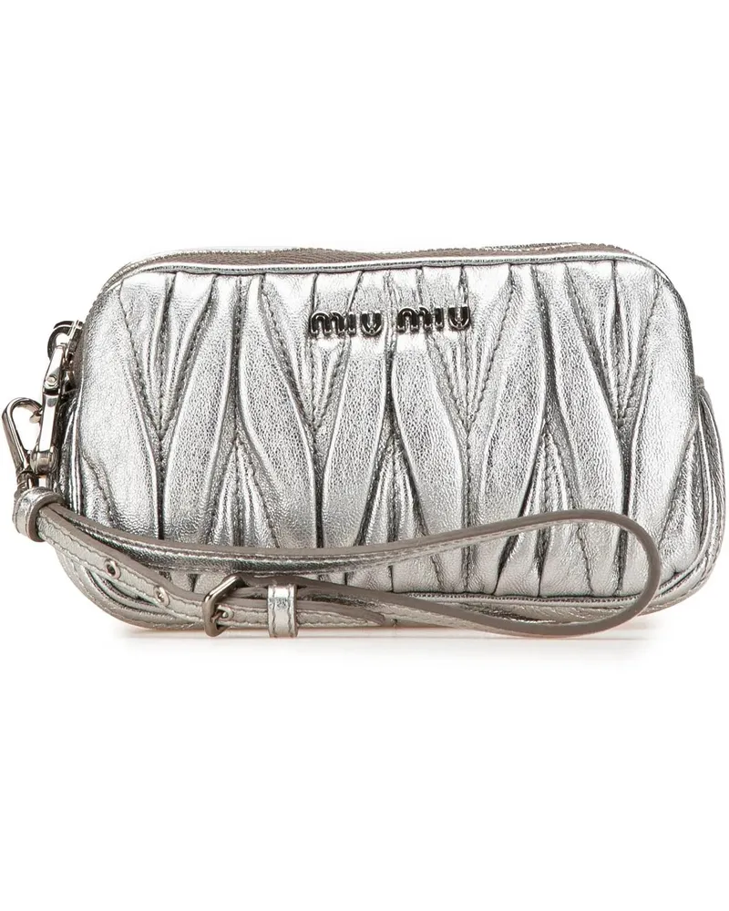 Miu Miu Clutches Nappa Matelasse Double Zip Clutch silberfarben Silber