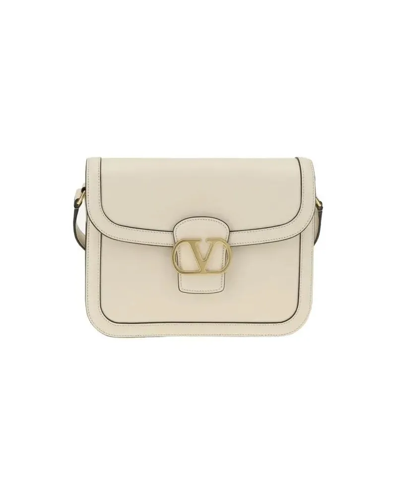 Valentino Garavani Hobo Bags Compact White Leather Shoulder Bag beige Beige